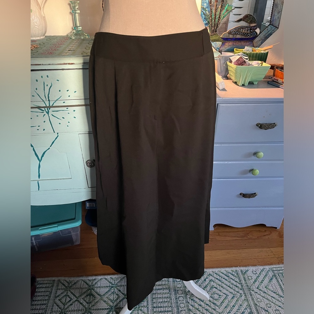 JONES NEW YORK Wool Maxi Skirt 10 Chocolate Brown Hook Closure Workwear VGUC